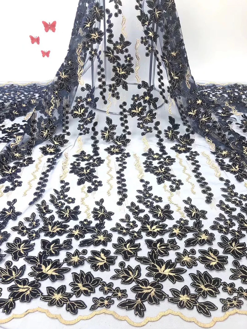 (5 ярдов/шт) Высококачественная африканская французская кружевная ткань модная