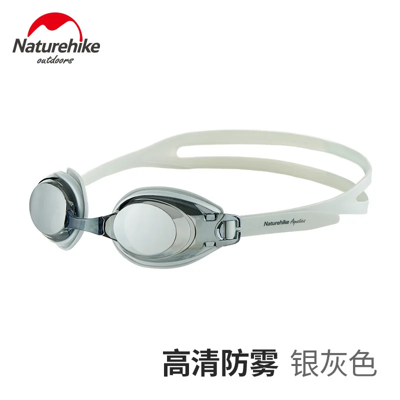 silver gray Naturehike Profession Swim Goggles Swimming Diopter Glasses Anti Fog UV Protection Optical Waterproof 200 300 400Myopia Eyewear - Цвет: silver gray