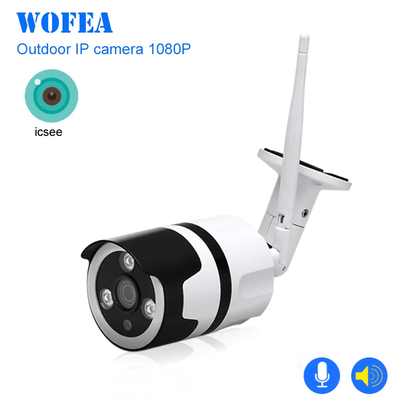WOFEA wifi уличная IP камера 1080P 720P Водонепроницаемая 2.0MP беспроводная камера безопасности металлическая двухсторонняя аудио TF карта Запись P2P bulle