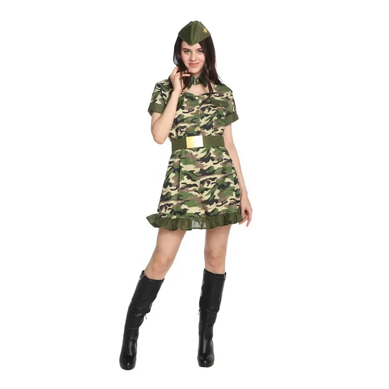 Umorden Пурим карнавальное костюмы на Хэллоуин Miss Army Костюм Солдата для женщин взрослых камуфляжная форма необычные косплей платье