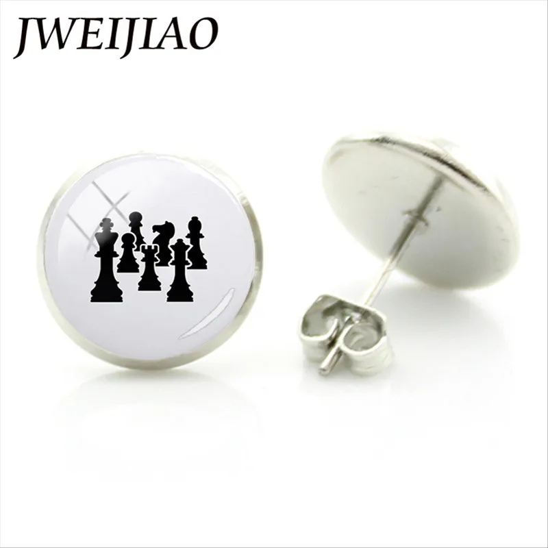 JWEIJIAO международные шашки серьги-гвоздики для ушей мир любовь шахматы стеклянный
