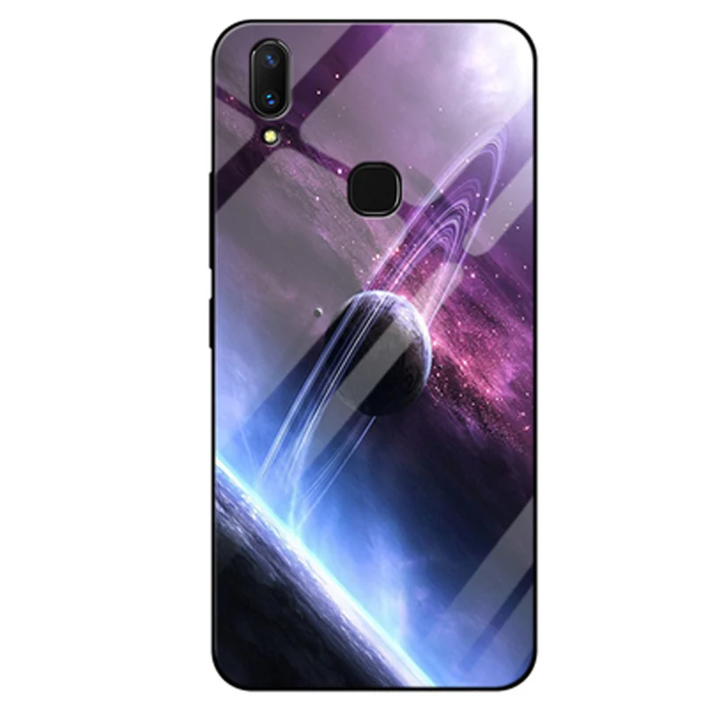 Чехол для vivo Y85 закаленное стекло со звёздным небом и тонкий Твердый чехол из ТПУ