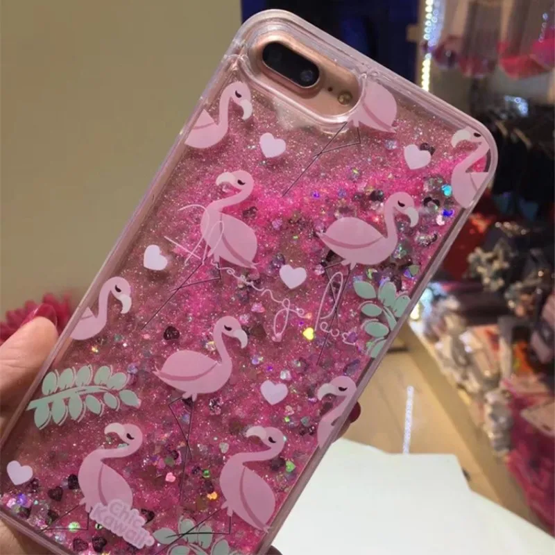 Luxury Liquid Glitter Soft TPU+PC Phone Cases For iPhone 6/7/8/X Transparent for 6/7/8Plus coque |