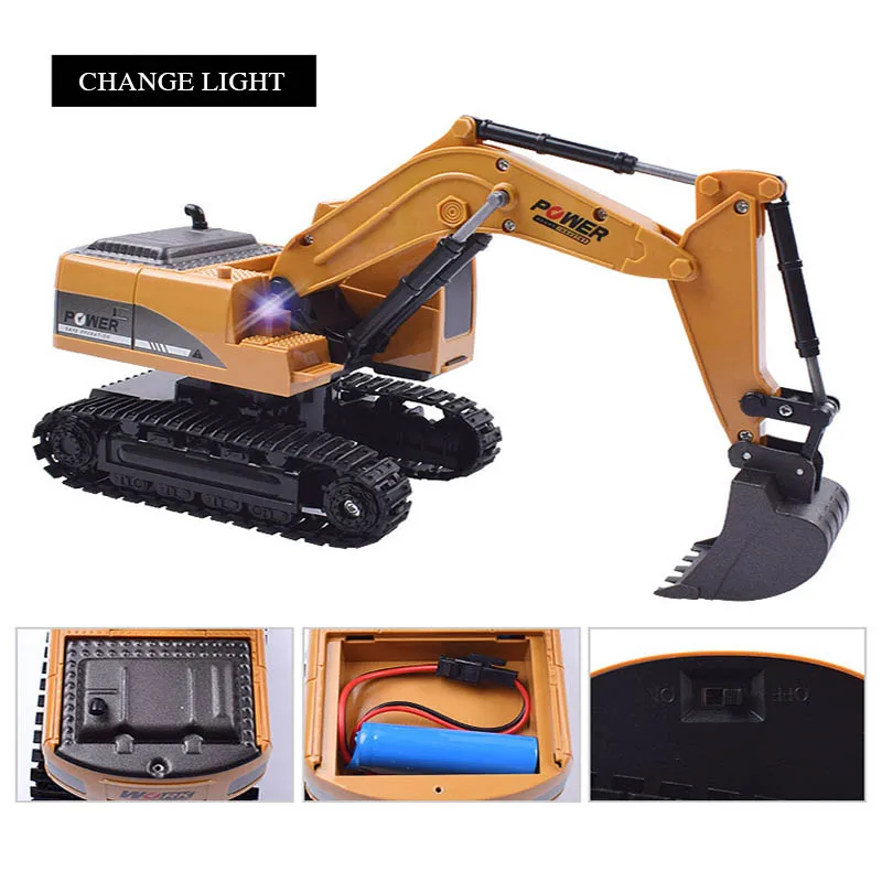 Стимуляция RC экскаватор игрушка с музыкой светильник дети мальчик RC инженер автомобиль трактор сплав электронный гусеничный грузовик для детей подарок