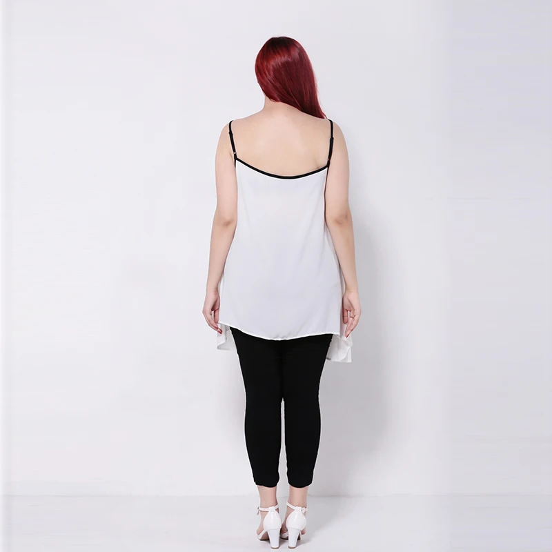 Женский шифоновый топ Kissmilk ассиметричный на бретельках большого размера 3XL 4XL 5XL