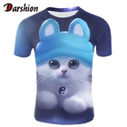 Женская футболка с коротким рукавом, Повседневная футболка с принтом в виде кота, 3d, Харадзюку, с животным