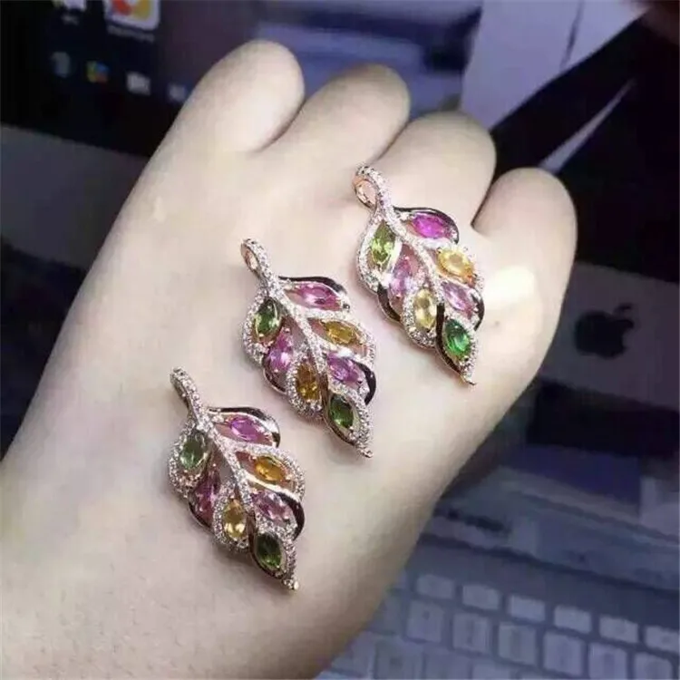 KJJEAXCMY boutique jewels S925 Серебряный кулон с натуральным турмалином + цепочка