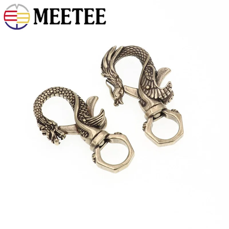 Meetee 1 шт. 57*12/55*12 мм винтажный ручной работы из чистой латуни Дракон Тип ключ O