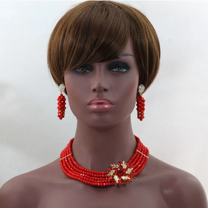 2019 Unique Style 2 Layers Hyacinth Beads Jewelry Set Hot Sale Nigerian Beaded Wedding Handmade Free Ship HN0604 | Украшения и