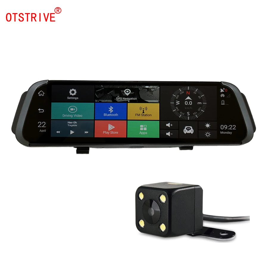 Otstrive 10 дюймов 4G sim карта Android Bluetooth GPS навигация DVR видео рекордер двойной объектив