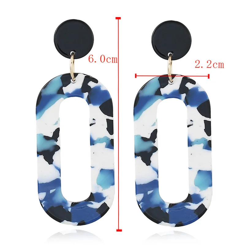 LNRRABC Fashion earrings Geometric Statement Long Acrylic Pattern Earring Unique 1Pair New Arrival 2018 Coffee Allergy Free Blue | Украшения