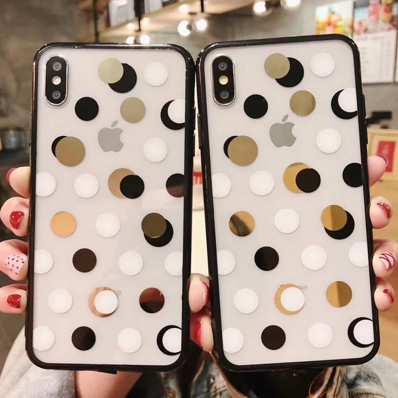 Cyato Lovely Wave Point Clear Phone Case For iPhone XS Max XR X 6 6S 7 8 Plus Cartoon Ploka Dots Pattern Cases for x Capa | Мобильные