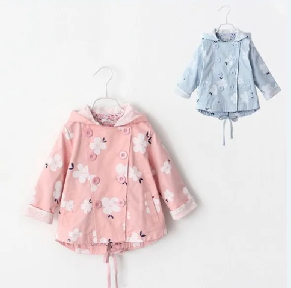 Куртка для маленьких девочек детская весенне-осенняя верхняя одежда плащ пальто