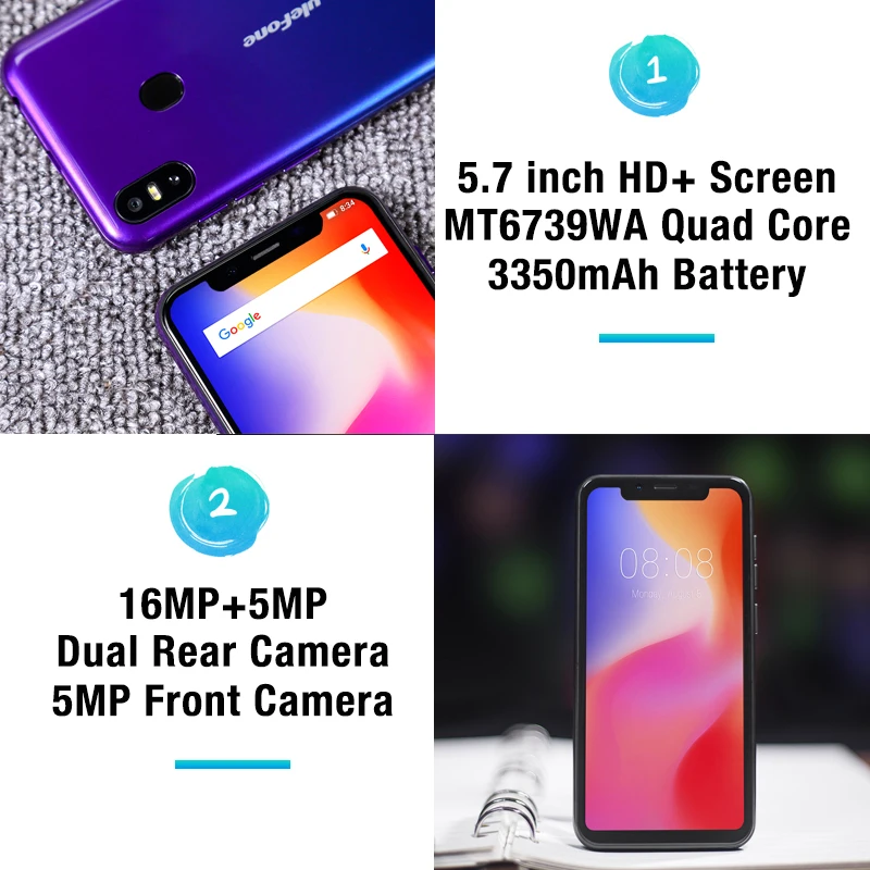 Ulefone S10 Pro Мобильный телефон Android 8 1 5 7 дюймов MT6739WA четырехъядерный 2 Гб ОЗУ 16 ПЗУ Мп +