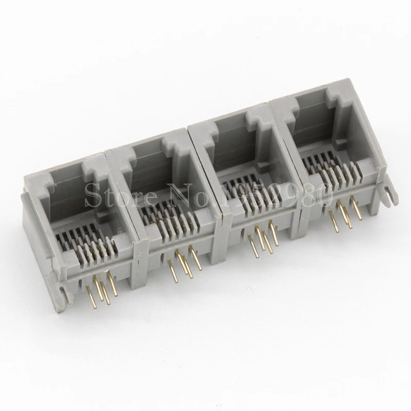 20 шт./лот RJ11 RJ12 телефонная розетка 6P4C * 4 Объединенный разъем Серый 16 контактов с