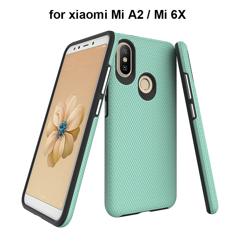 Dual Layer Hard PC Soft TPU Bumper Shockproof Cases for xiaomi Mi A2 6X Triangle Patterned Phone Accessories Cover Rugged Armor |