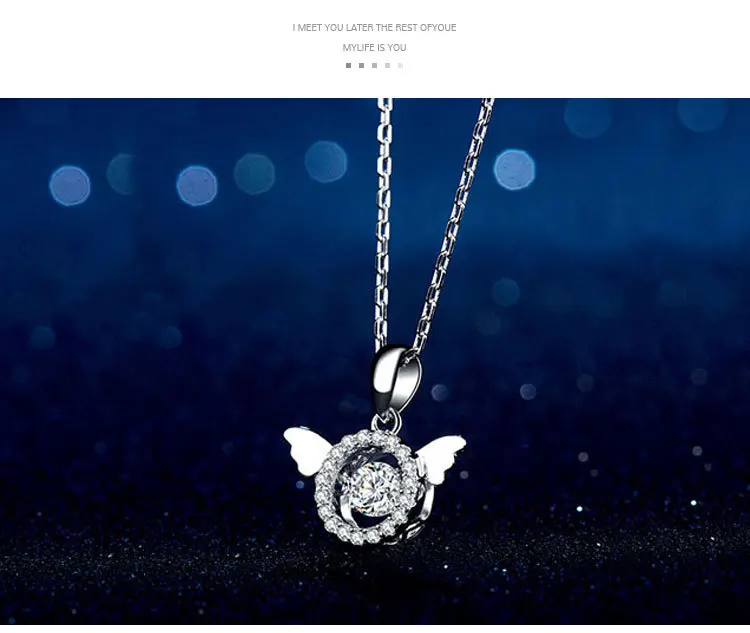 

Wholesale 925 Sterling Silver Angel Wings Crystal Necklaces Chain Sterling Silver Necklaces Jewelry Collar Colar de Plata