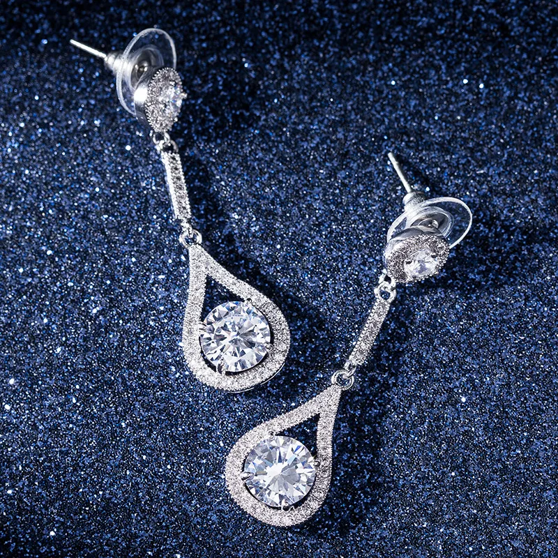 Visisap Новый Стиль Мода Большие серьги с цирконом свадебные для женщин украшением в