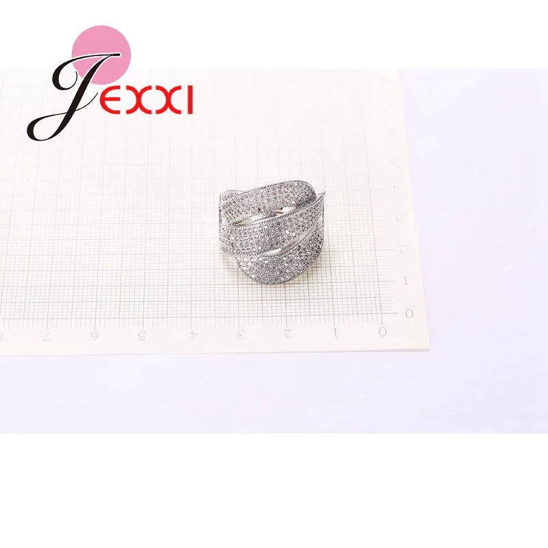 

Luxury Shinny 925 Sterling Silver Rings For Women Brand Clear CZ Engagement Party Finger Ring Feamle Anillos