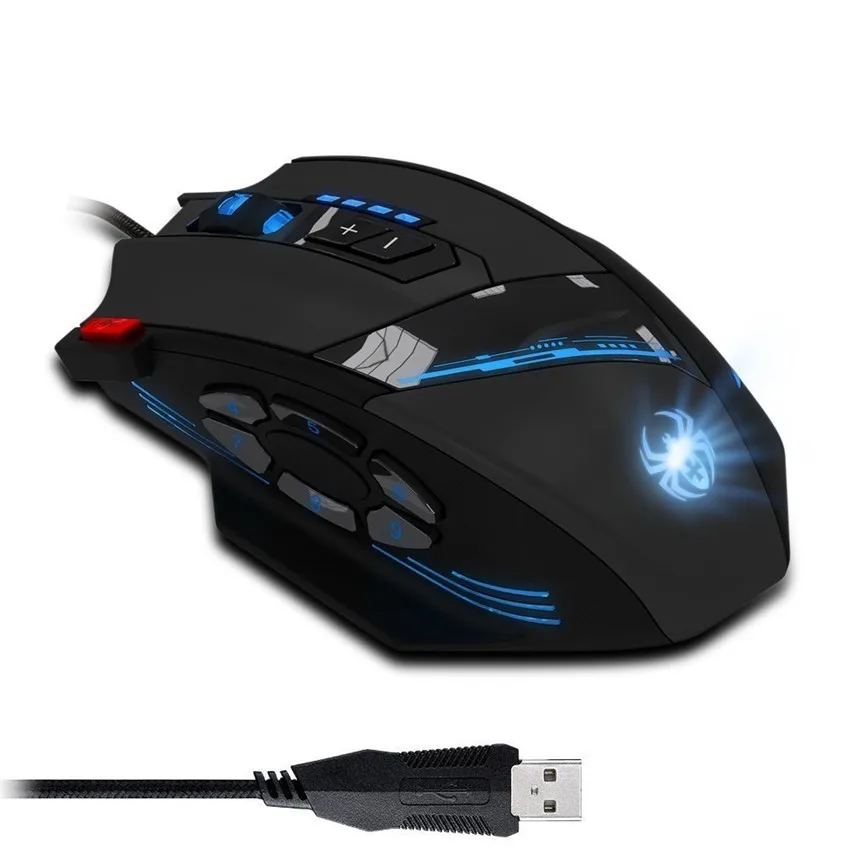 Проводная игровая мышь ZELOTES C12 4000DPI 12 кнопок светодиодный оптическая