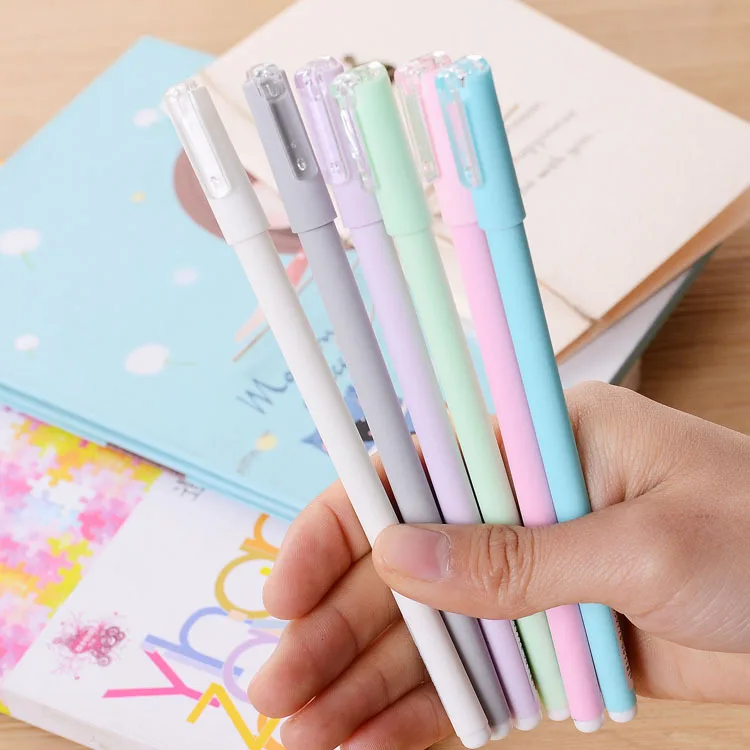 

20pcs needle tubing 0.5mm Lovely candy color gel pen students' supply sign pens Black ink about 15.5cm lenght lenfree shipping