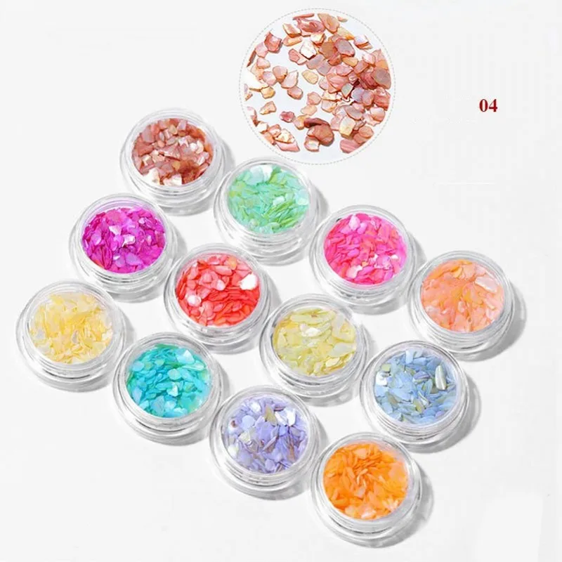 12 коробок набор для маникюра из натуральных жемчужин и морских ракушек