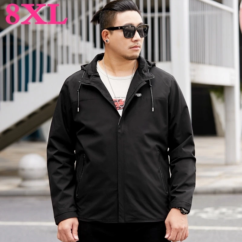 Большие размеры 8XL 7XL демисезонные мужские куртки однотонные модные пальто