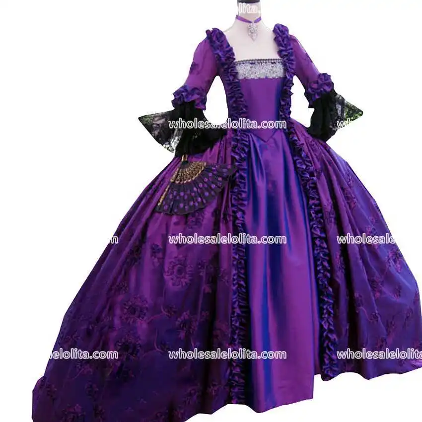 Лучшие продажи 17 века фиолетовый Мария Антуанетта Пол длина праздничная одежда