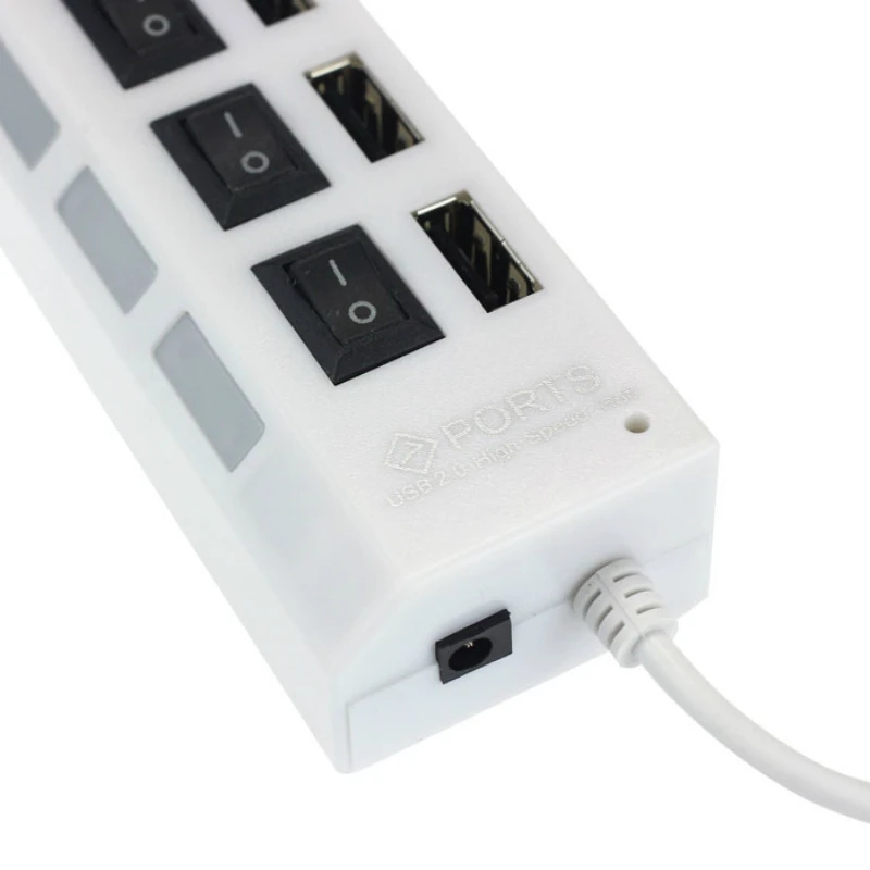 7-портовый светодиодный концентратор USB 2 0 высокоскоростной адаптер 480 Мбит/с