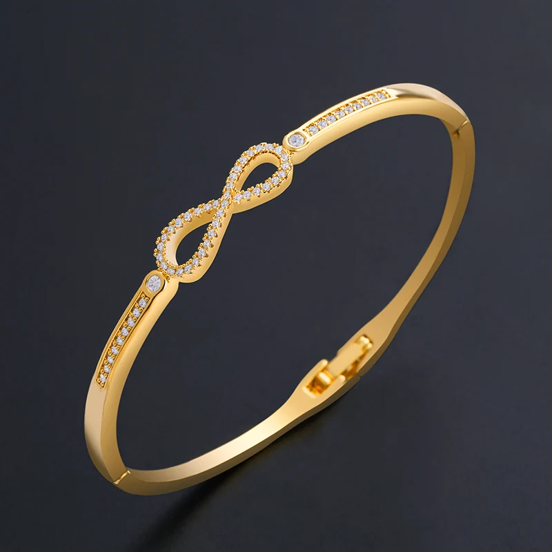 OCESRIO Infinity Symbol Silver Bracelets for Women Luxury Bangle and Bracelets Infinity Knot Cubic Zircon Jewelry brt-b19