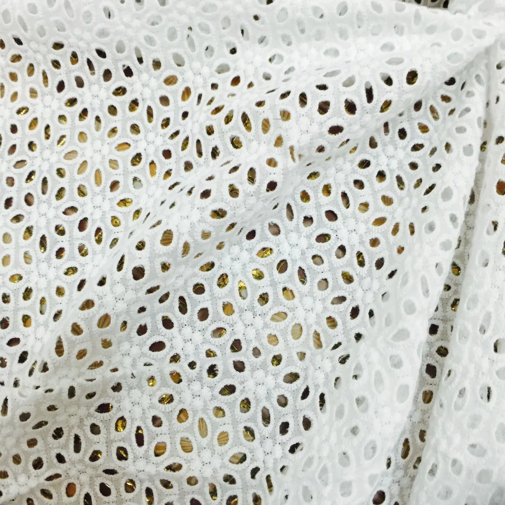 (1 ярд) 100% хлопчатобумажная белая кружевная вышитая ткань для свадебной вечеринки