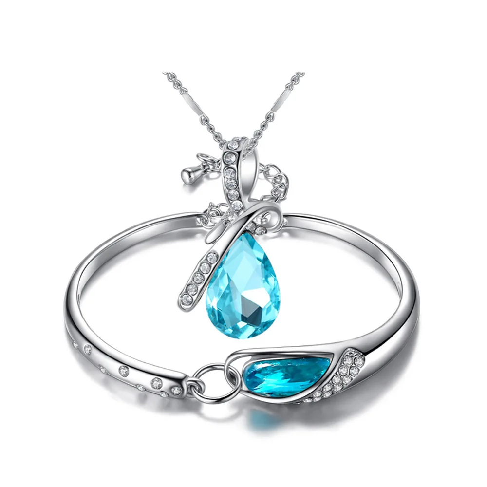 Ювелирные изделия 2017 Новинка океанская синяя капля воды AAA кубический циркон