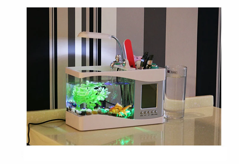 Настольный мини экологический аквариум для рыб электронный многофункциональный