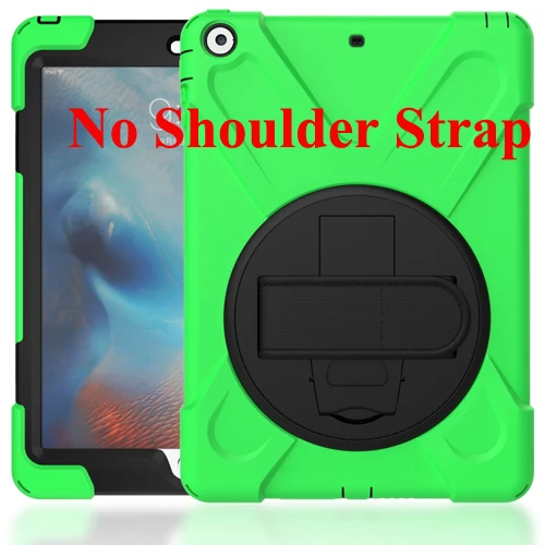 green Чехол для планшета iPad Air 1 A1474 A1475 A1476, безопасный противоударный сверхмощный вращающийся ручной ремень/подставка+ плечевой ремень - Цвет: green