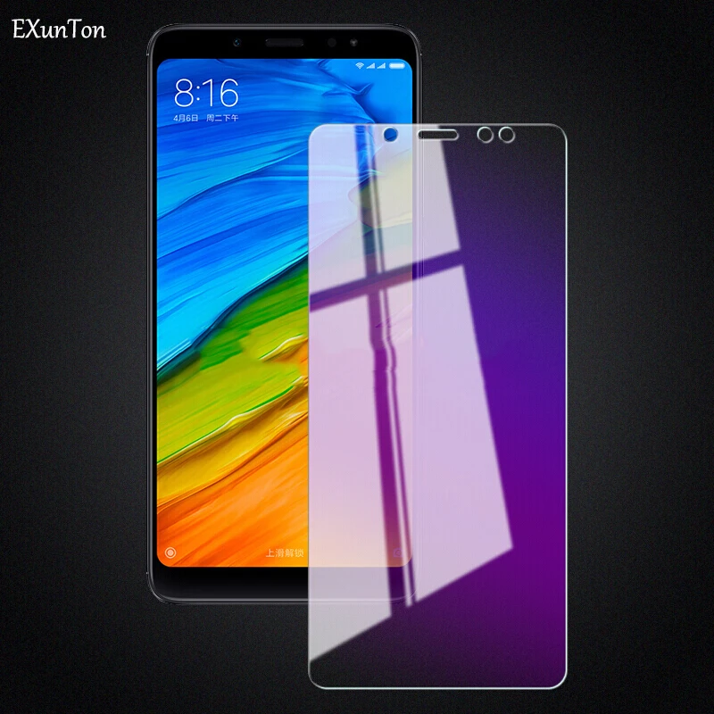 EXUNTON 2.5D 9H полное покрытие анти синее закаленное стекло для Xiaomi Redmi Note 5 Note5 синий