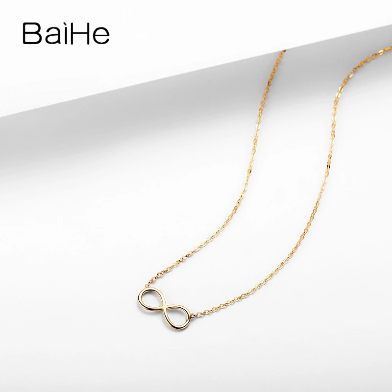 Ожерелье BAIHE из 18 каратного желтого золота (AU750) для помолвки и свадьбы Модные
