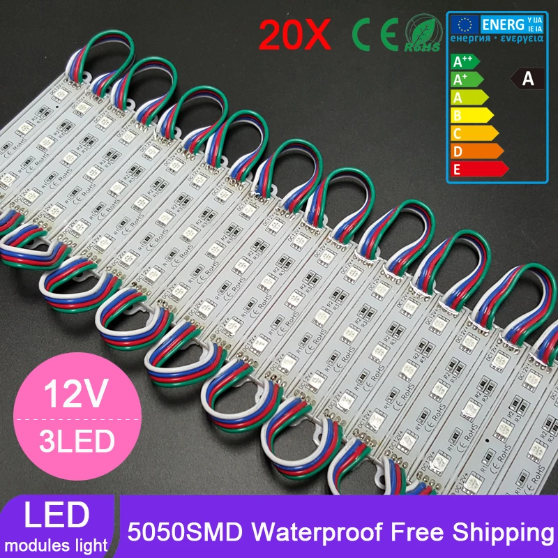 Светодиодный модуль 5050 3 LED DC12V водонепроницаемый рекламный дизайн Светодиодные