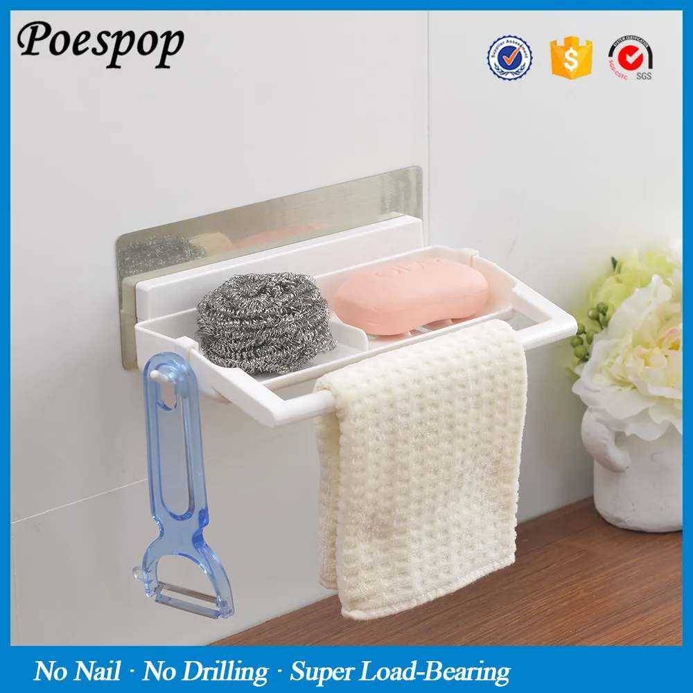 POSEPOP Bathroom Corner Shelf Sucker Suction Cup Plastic Shower Basket Kitchen Wall Rack Room Holder With Towel Bar | Обустройство