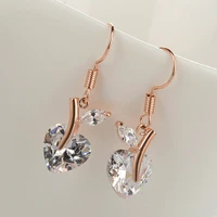 floralbride fashion jewelry anti allergic cubic zirconia hook earrings charm drop earrings women rose gold color earrings