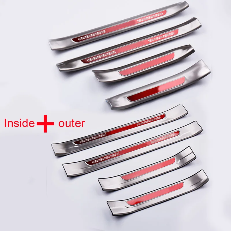 Red whole set Vtear для Toyota RAV4 RAV 4 2013- аксессуары нержавеющая сталь внутри порога протектор педали Накладка ,автотовары,накладки на пороги - Цвет: Red whole set