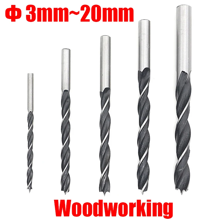 3mm 3.2mm 3.5mm 4mm 4.5mm 5mm 5.5mm 6mm High Carbon Steel Wood Woodworking Tool Straight Shank Twist Three Brad Point Drill Bit