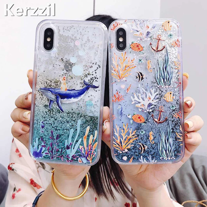 Чехол Kerzzil с сияющим жидким зыбучим песком для iPhone X чехол 7 8 6 6s Plus жесткий