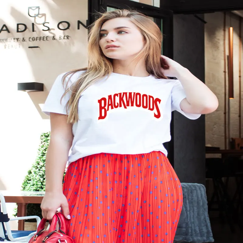 Backwood женские футболки летние с коротким рукавом Футболка буквенным принтом