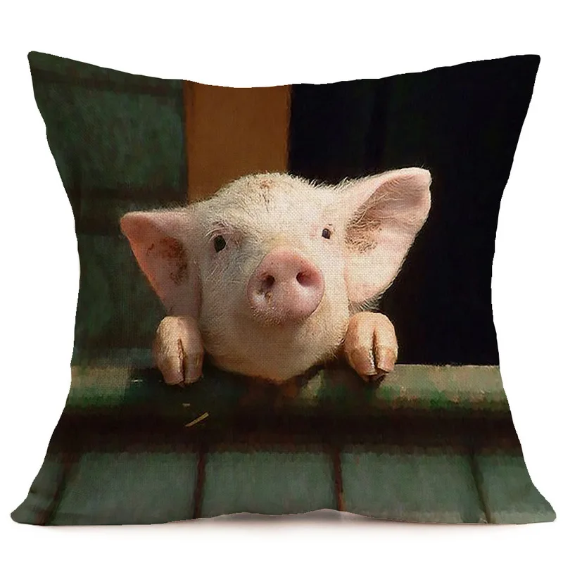 Изготовленный на заказ милый поросенок хлопок лен домашний наволочка для