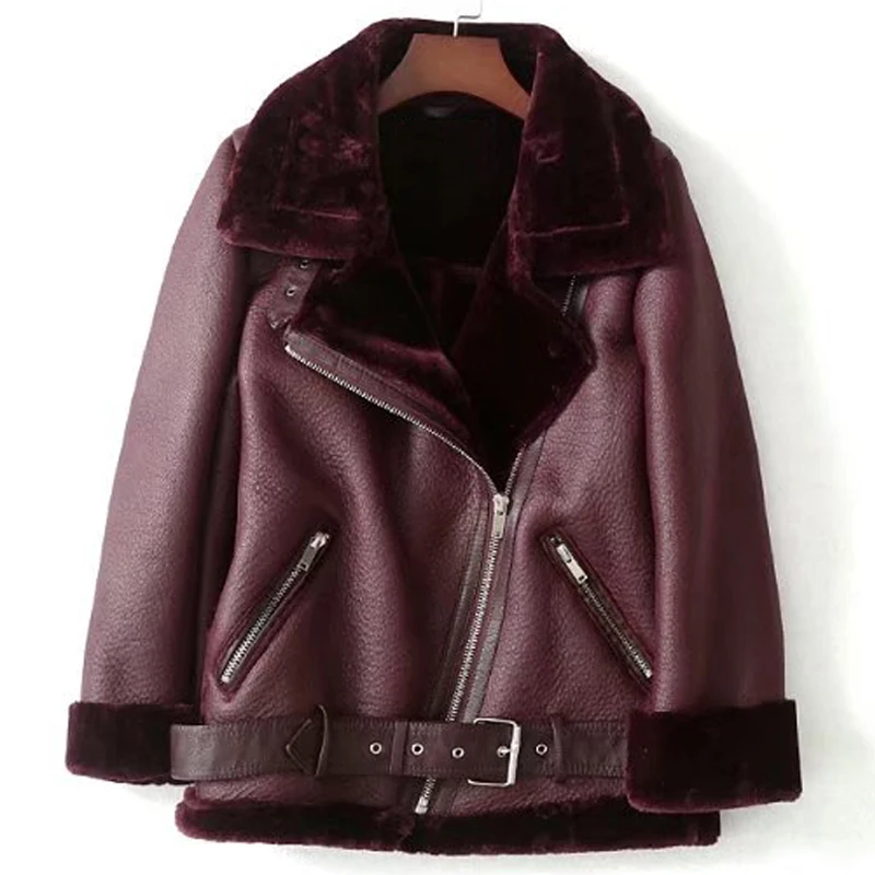 

European and American Style Women Faux Fur Leather Coat Outerwear Woman Thick Velvet Fur Trench Coats High Quality Overcoat W003