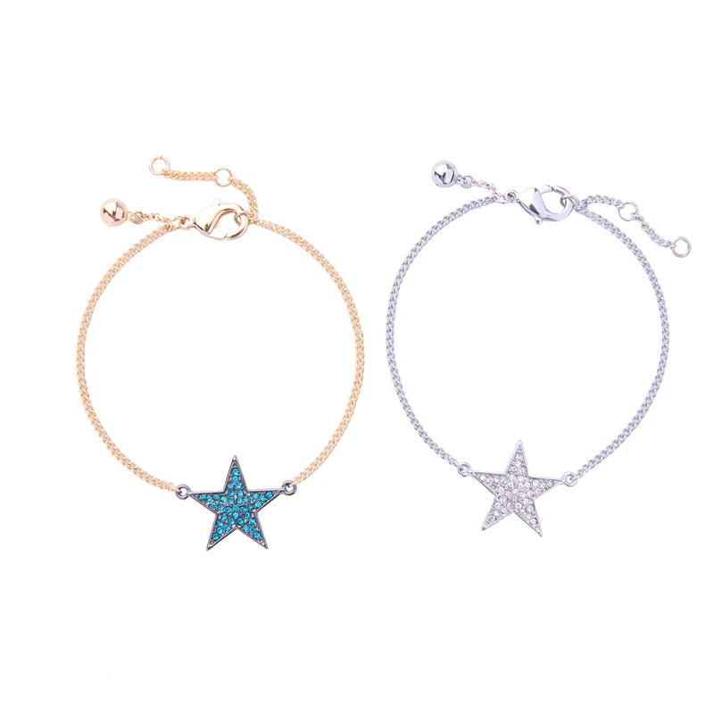 KISS ME Chic Blue & Clear Star/Pentagram Charm Bracelet Female New Simple Bracelets for Women Fashion Jewelry images - 6