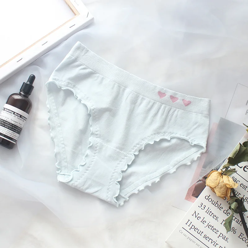 light blue SP& CITY, французское модальное нижнее белье с рюшами, бесшовное, милое, розовое, с сердечками по бокам, женские, милые, сексуальные трусики для девушек, Прозрачное нижнее белье - Цвет: light blue