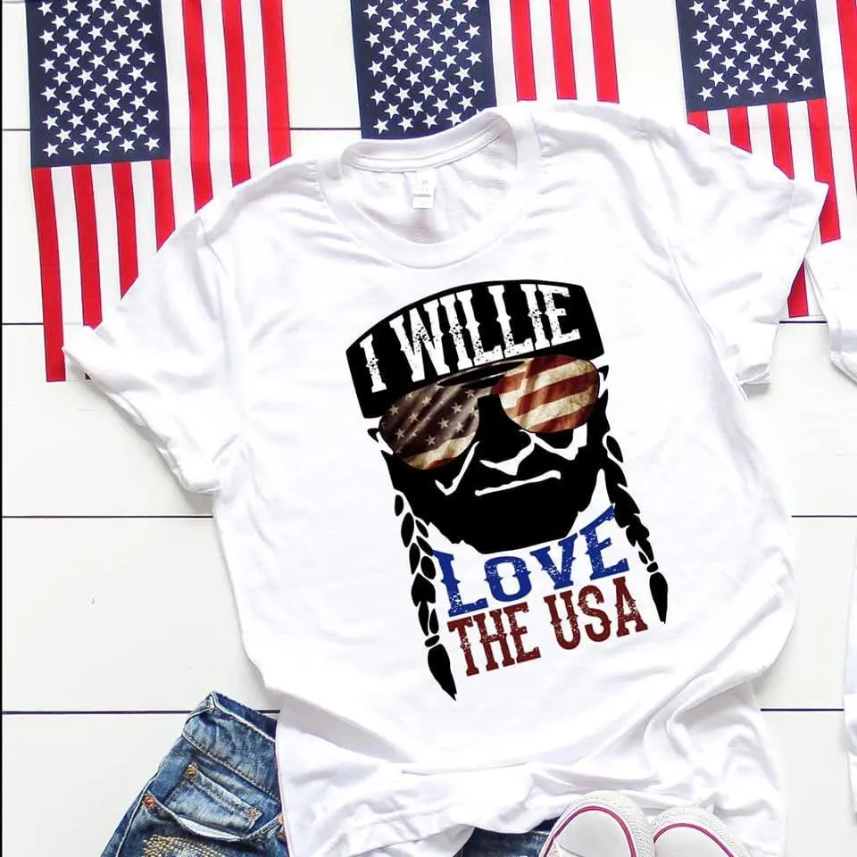 Женская мода июля 4th Willie Nelson футболки женские забавные Графические парные