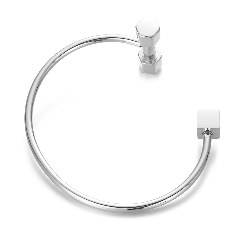 

Fashion Stainless Steel Barbell Jewelry Square Block End Cuff Bangle Fitness Dumbbell Bracelet, Party and Christmas Men Gift