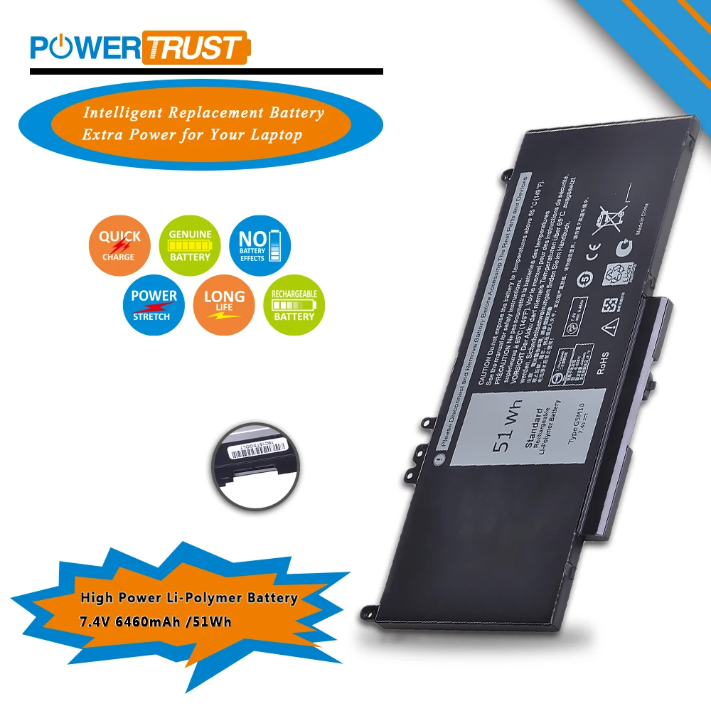 PowerTrust 7 4 V 6460 mAh G5M10 ноутбука Батарея для DELL Latitude E5450 E5470 E5550 E5570 Тетрадь 15 6 &quotG5M10 8V5GX